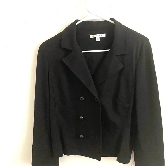 Cabi 215  Double Breasted Ponte Cropped Black Blazer
Size M - Picture 2 of 7